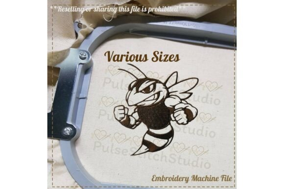 Angry Hornet Mascot, Yellow Jackets Embroidery