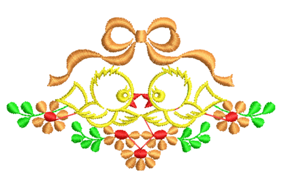 Birds, Flowers Bow Embroidery Design: A Craft Fair Darling