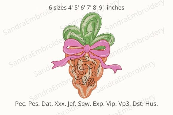 Charming Carrot Easter Embroidery Design for Handmade Gifts