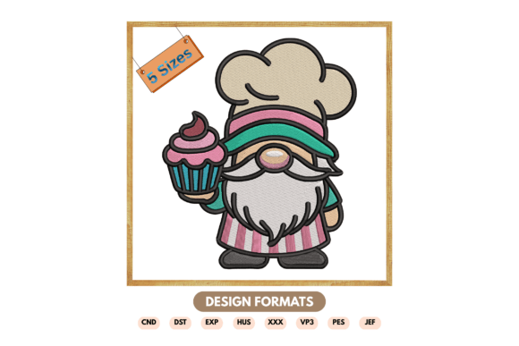 Cute Baking Gnome Embroidery File: A Sweet Addition for Etsy Sellers