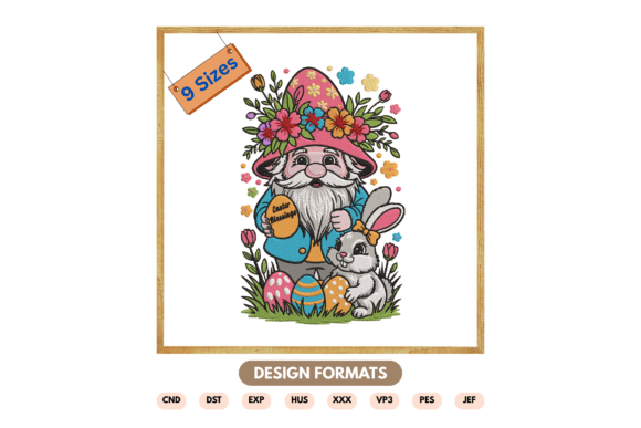 Easter Gnome with Bunny Embroidery File
