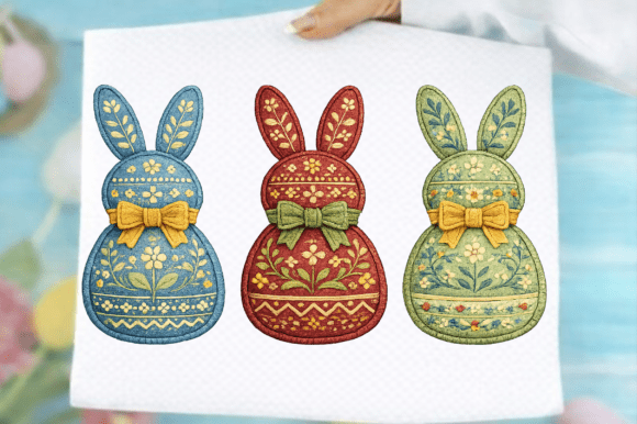 Faux Embroidery Easter Bunny Png Review for Etsy Sellers