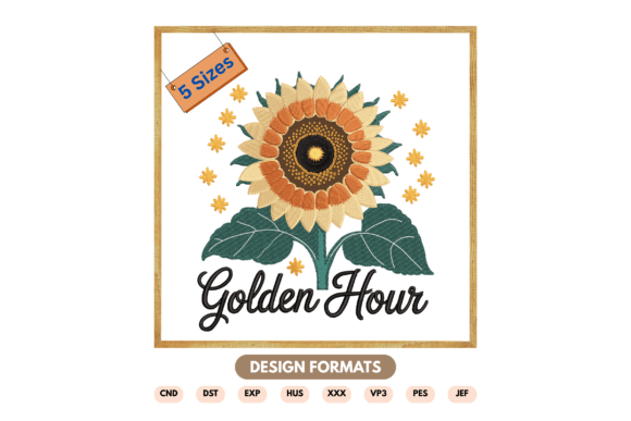 Golden Hour Sunflower Embroidery Design