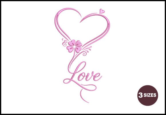Love Heart Floral Embroidery Design