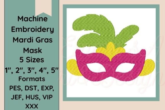 Mardi Gras Mask Machine Embroidery Design