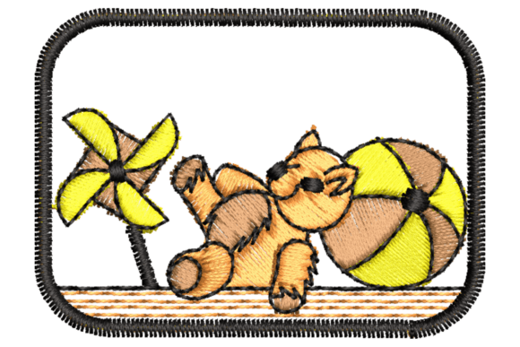 Teddy Bear on the Beach Embroidery