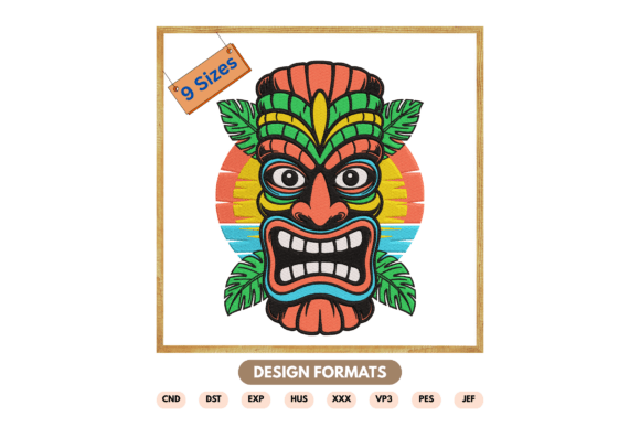 Tiki Mask Embroidery Design