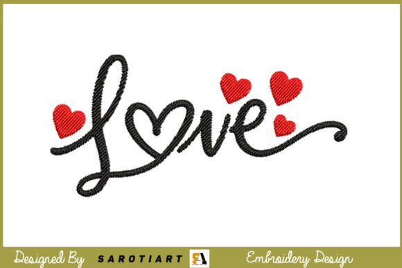 Valentine Design Embroidery Love T-Shirt